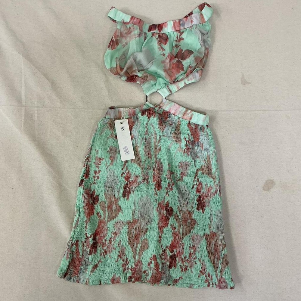 Beautiful mint green floral mini dress